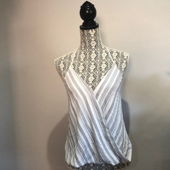 Olivaceous Tops - Printed Stripe Halter Top